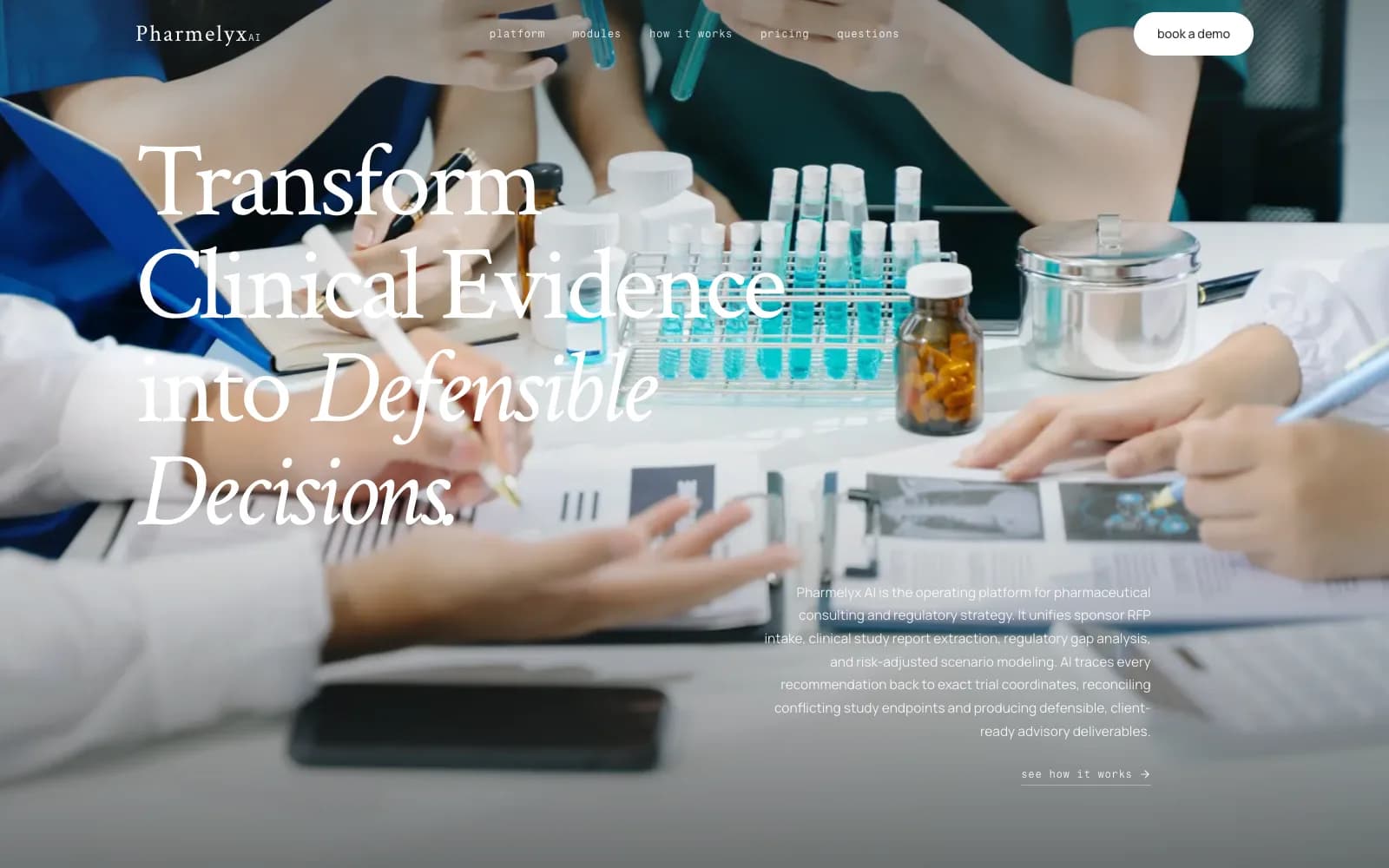 Pharmelyx AI homepage