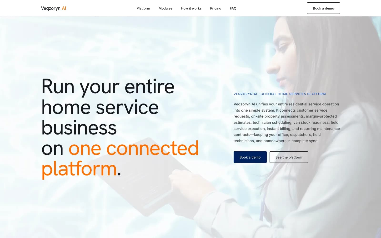 Veqzoryn AI homepage