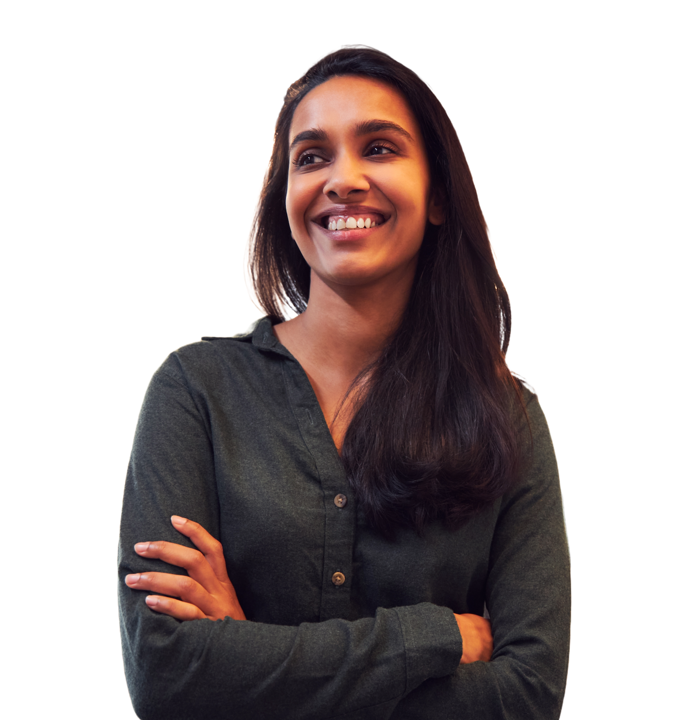 A smiling engineer with folded arms