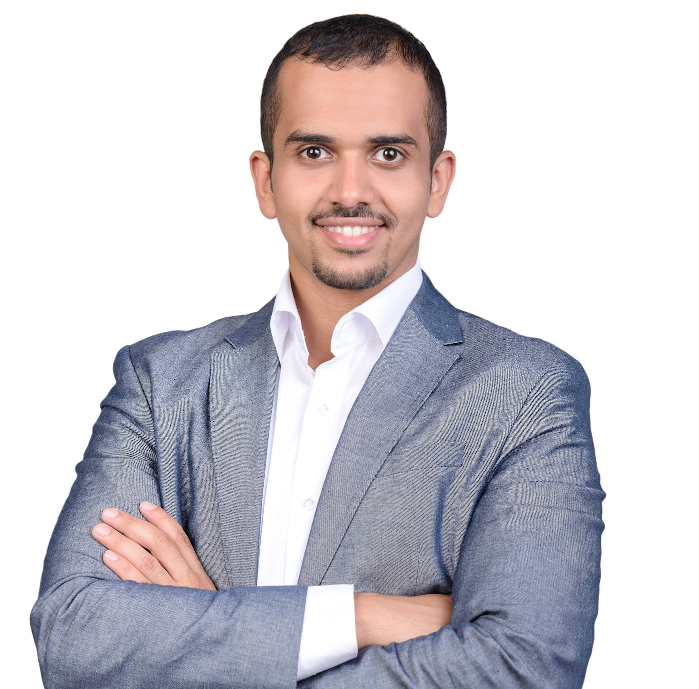 A smiling engineer with folded arms