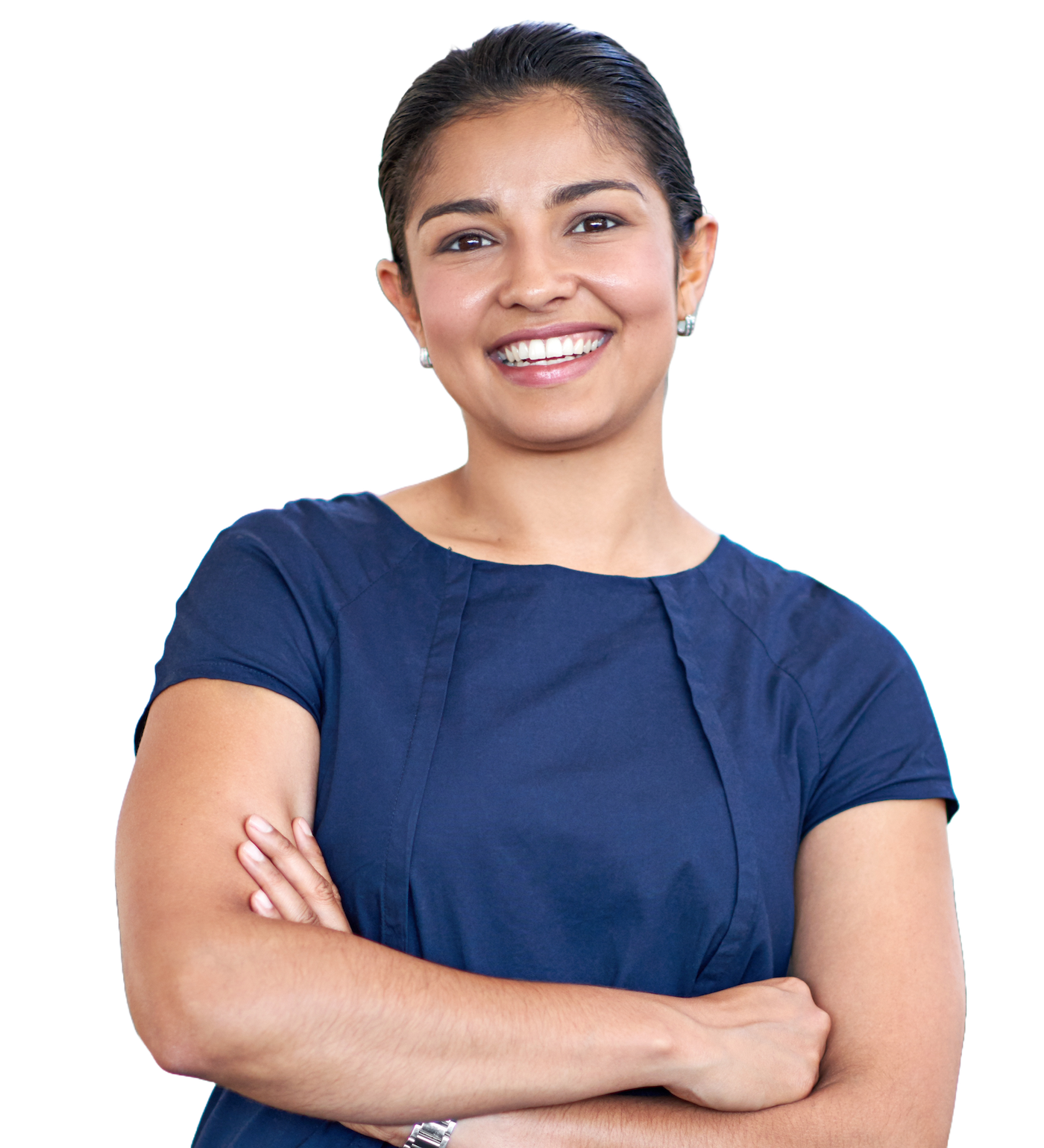A smiling engineer with folded arms