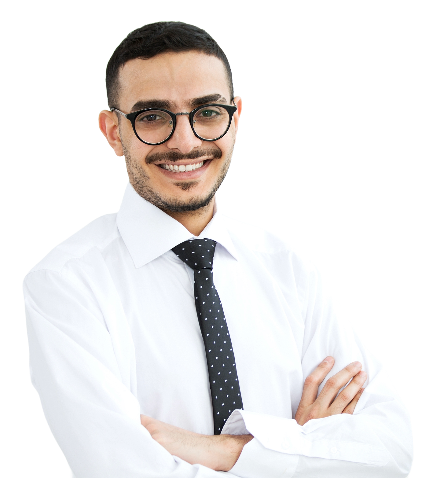A smiling engineer with folded arms